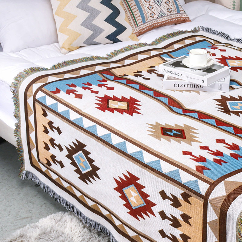 Cross-border foreign trade camping blanket moisture-proof picnic mat Jacquard tapestries all-inclusive sofa napkin cover line blanket dustproof sofa blanket