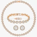 White crystal roman rose gold [necklace bracelet earrings] set