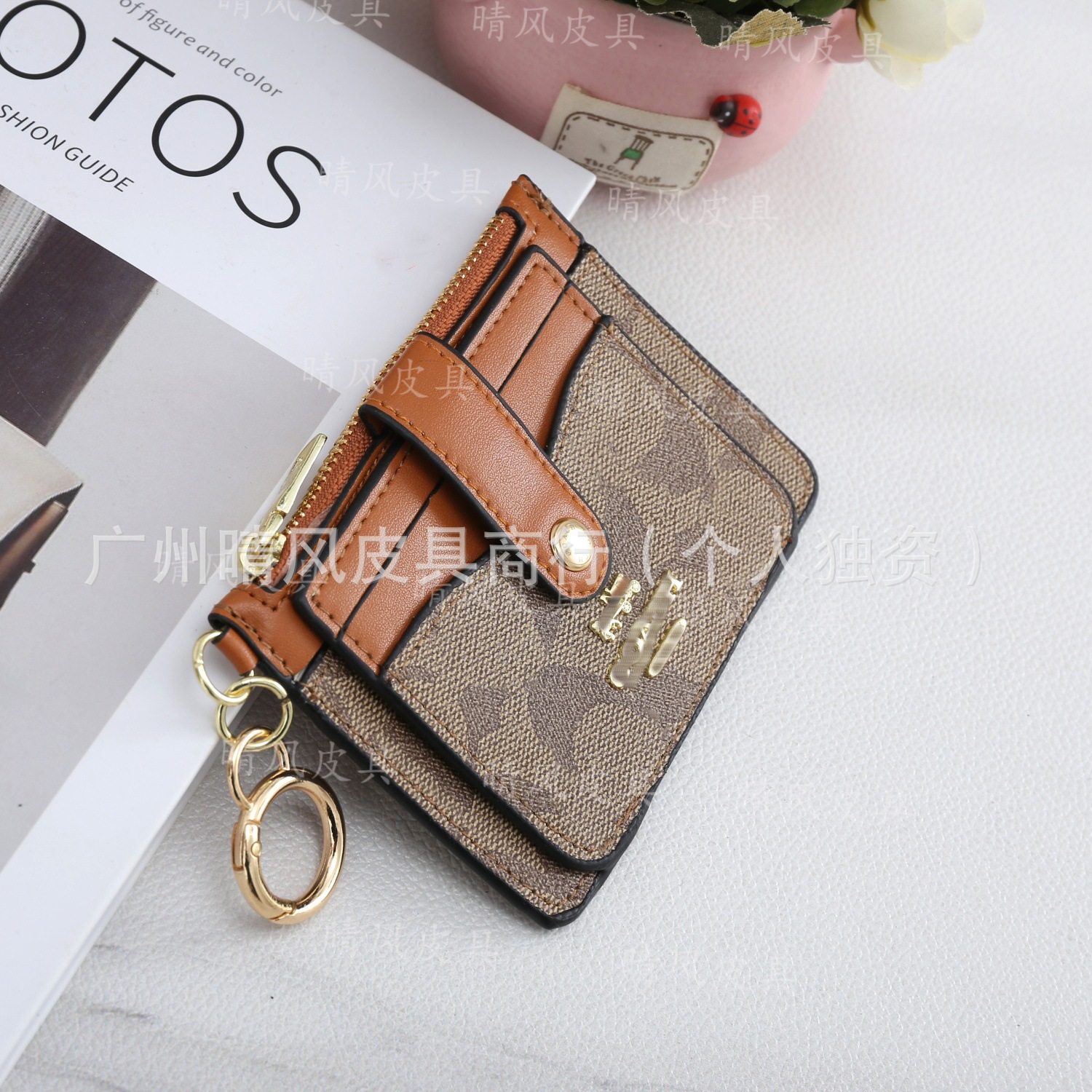 New Foreign Trade Zipper Small Card Holder Fashion Color-Blocking Button Exquisite Storage Multi-Card Slot Versatile Women's Coin Purse Trendy
