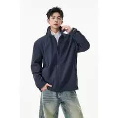 Men's American Fit Structured Business Jacket Fall Premium Edgy Waterproof Softshell Short Work Zip-Up Coat