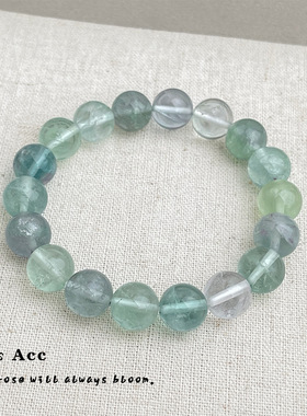 汉服禅意国潮文艺复古天然石手链国风新中式绿萤石手串古风手饰女