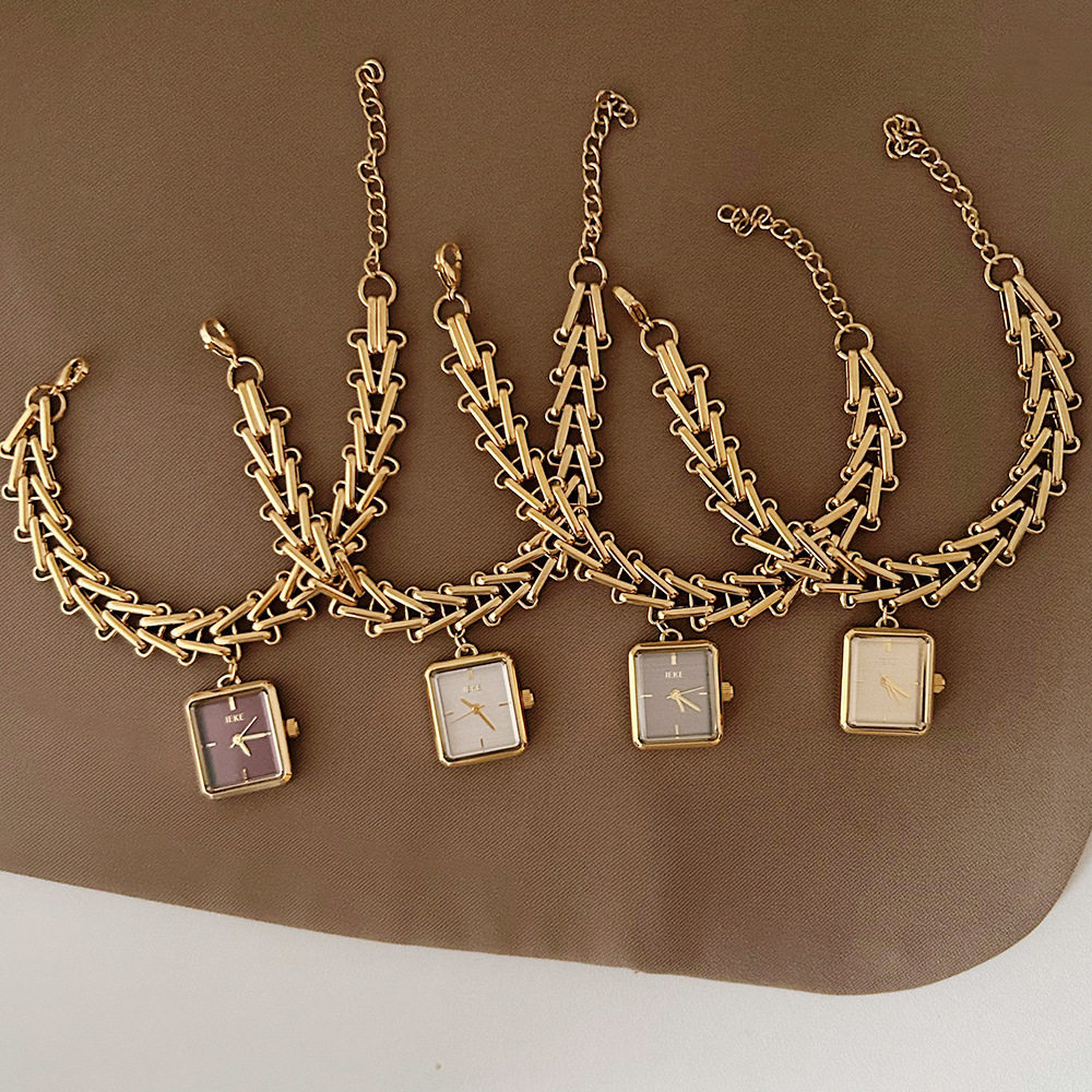 IEKE时尚手表方形三角链条麦穗手链表女表批发高级设计感ins风