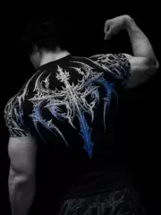 Breathedivinity New American Trendy Brand Dark Style Sports T-Shirt Men's Fitness Quick-Drying Elastic Tights