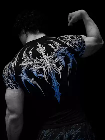 Breathedivinity New American Trendy Brand Dark Style Sports T-Shirt Men's Fitness Quick-Drying Elastic Tights