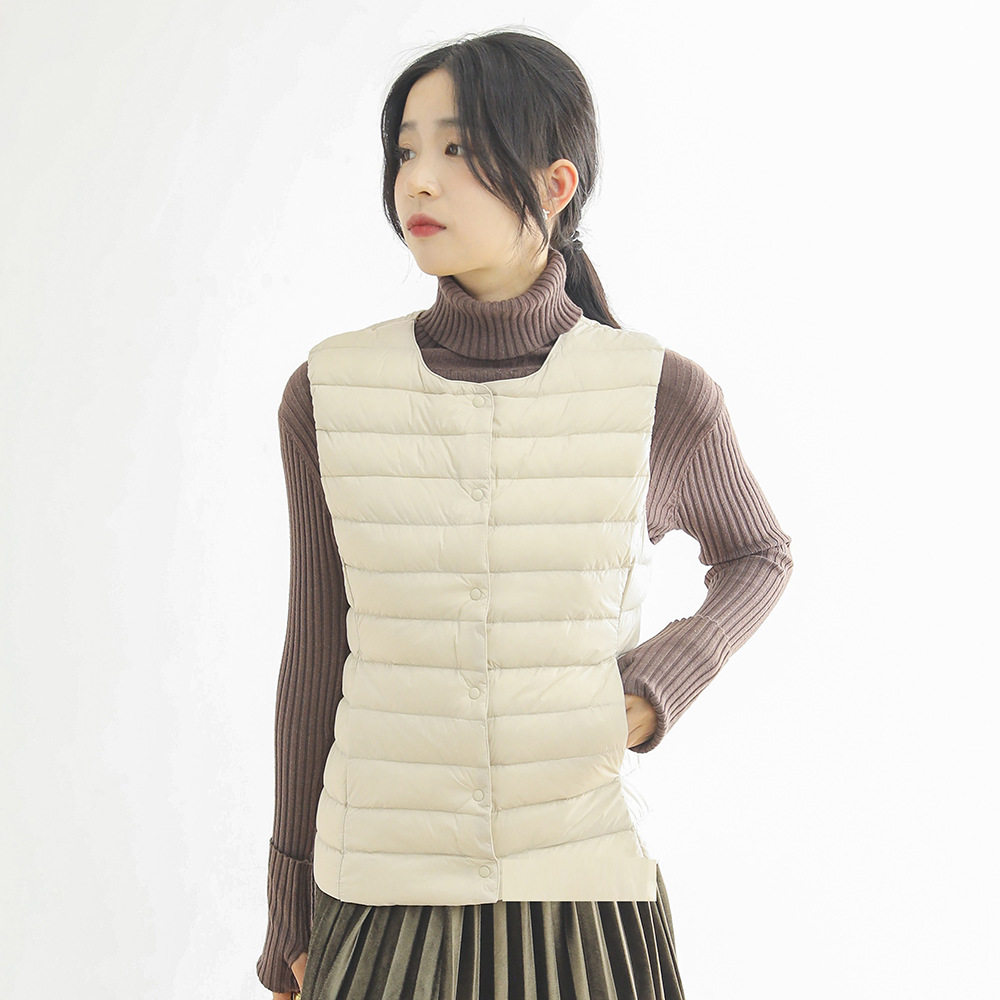 Soft Mushroom Mushroom Main Push Series New GB 90 Velvet Lightweight Down Jacket Women's Inner Tank V-Neck Crewneck Autumn and Winter New Vest