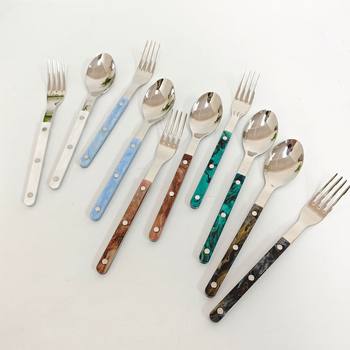 304 Stainless Steel Western Tableware Set Modern Acrylic Clip Handle Steak Knife, Fork and Spoon Ins Creative Dessert Spoon and Fork