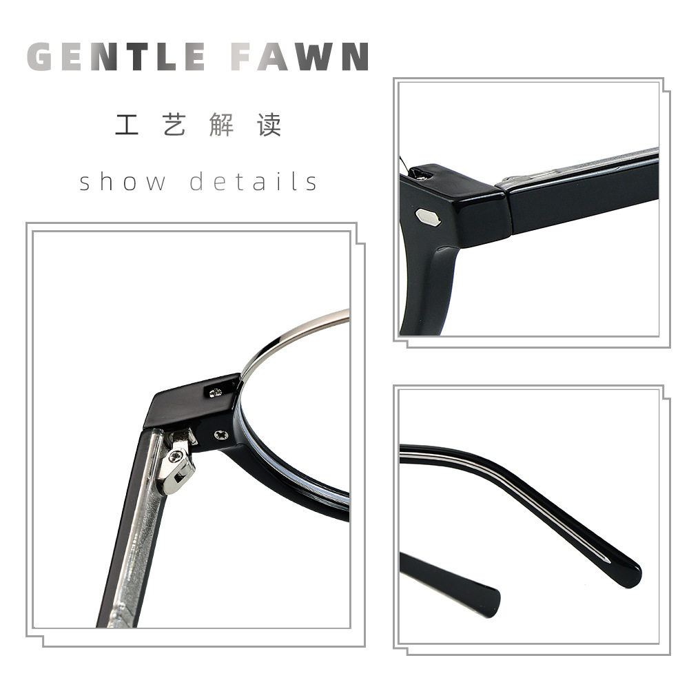 K9171 New Tr90 Plate Leg Mirror Frame Fashion Anti-Blue Light Flat Mirror Nerd Frame Small Frame Glasses Women