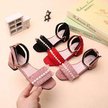 Girls' Shoes High Heel Sandals 2025 Summer New Little Girls Bow Soft Sole Open Toe Princess Shoes Medium and Large Children's Shoes