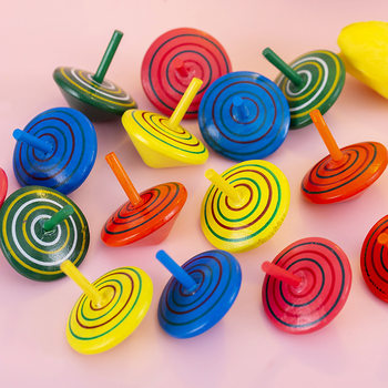 Children's wooden top small toys creative rainbow to turn desktop games kindergarten small gifts prizes wholesale