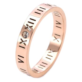 Cross-border Explosions Titanium Steel Roman Numerals Diamond Ring No Falling Personality Ring for Men and Women Couple Ring