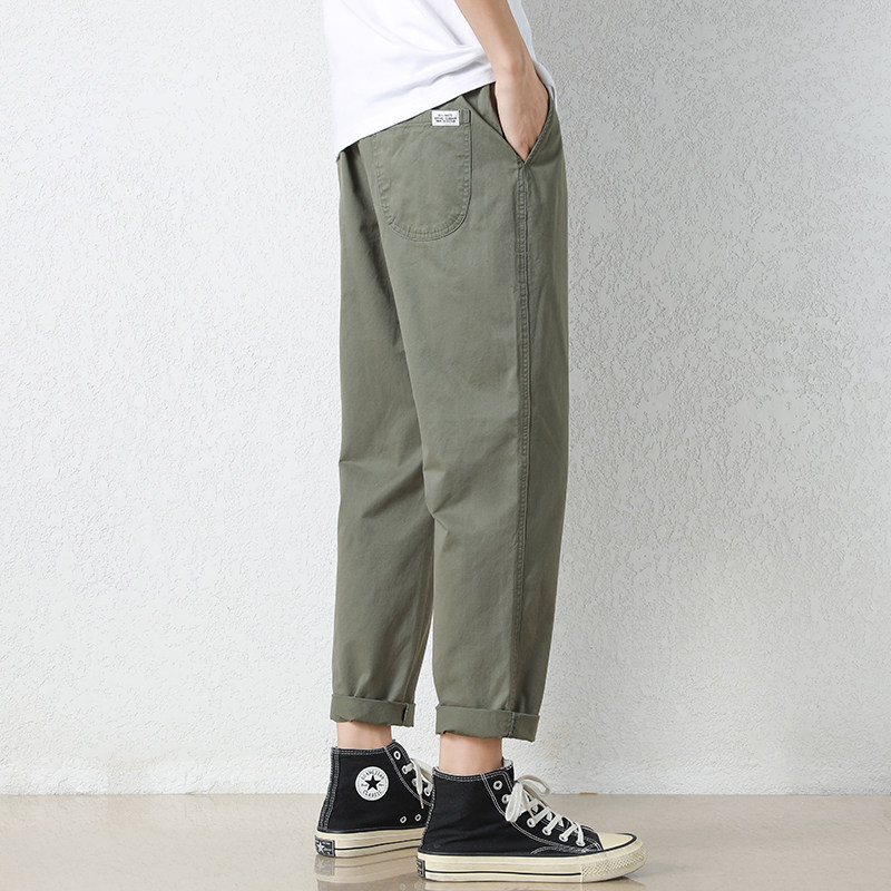 休闲裤子男士春夏季爆款宽松直筒2026新款工装潮牌九分运动长裤子