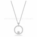 Circle solitaire white gold necklace