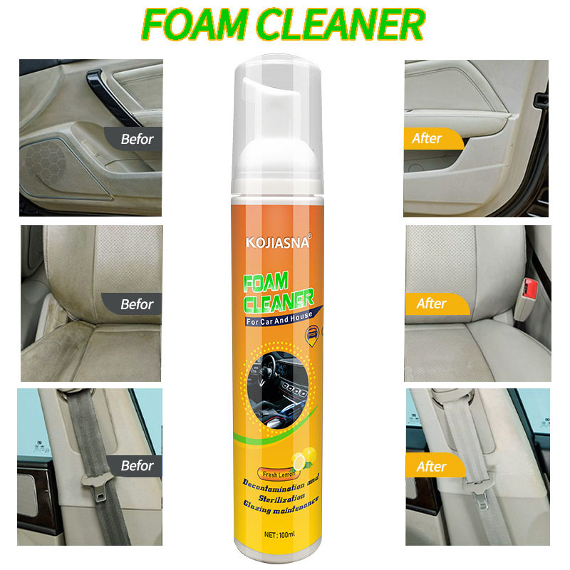 Kejiasi Foam Cleaner Car Interior Cleaning Agent Leather Seat Stain Remover Car Leather Maintenance and Repair