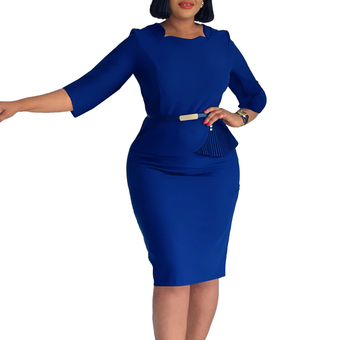 Elegant African Bodycon Dress Fashionable OL Style Slim Fit Comfortable Fabric Perfect for Office or Formal Occasions
