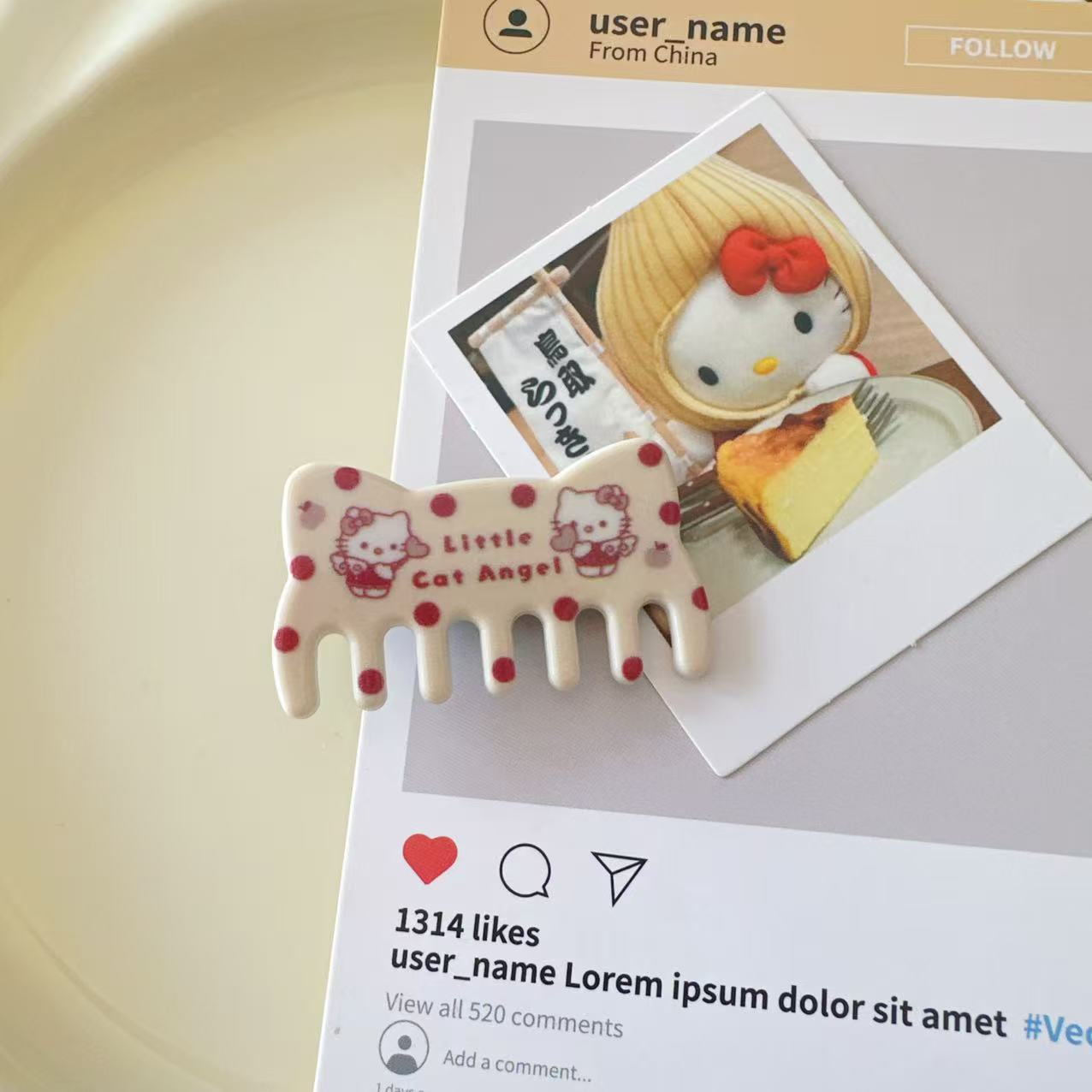 甜酷风白色猫咪梳子发夹日系甜美高颜值少女风刘海夹发卡饰品新款