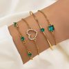 Cross-Border European and American Fashion Green Emerald Diamond Elastic Bracelet Women's 4-Piece Set High-End Snake Bracelet Metal Bracelet