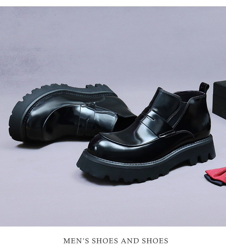 Giày Chelsea boot nam da bò thật cổ thấp dáng công sở — Màu nâu, Màu đen, Màu nâu cộng với nhung, Màu đen cộng với nhung