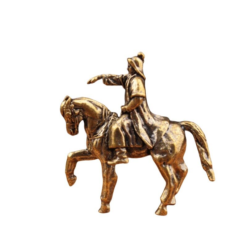 Brass Genghis Khan General Figurine, Brass Small Figurine, Crafts, Vintage Decoration, Small Copper Ornament