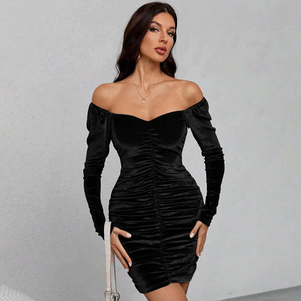 Slim Fit Velvet Bodycon Dress Elegant Sexy Spring Summer Style Perfect for Parties and Special Occasions Wholesale