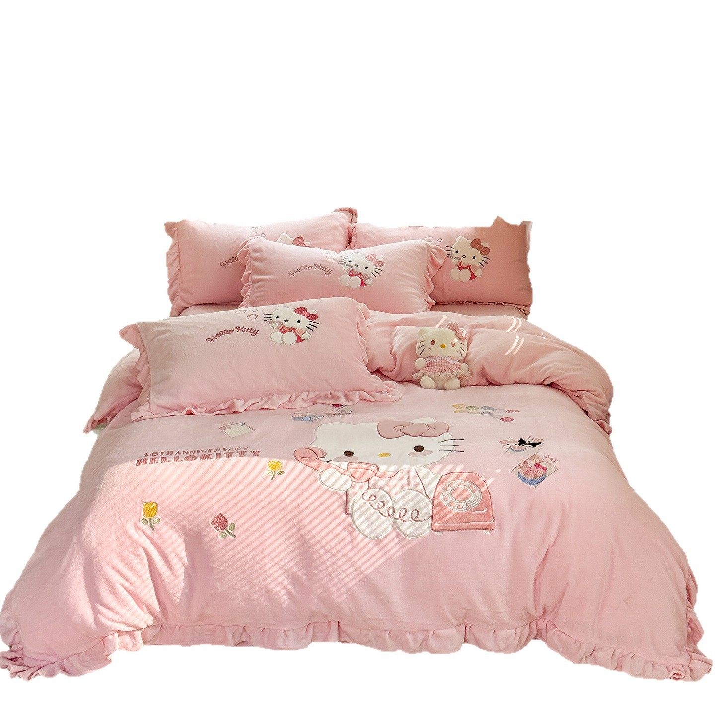 Children's Cartoon Milk Velvet Four-Piece Set, Princess Style, Class Aa Thickened Autumn and Winter Bedding, Three-Piece Set for Boys and Girls