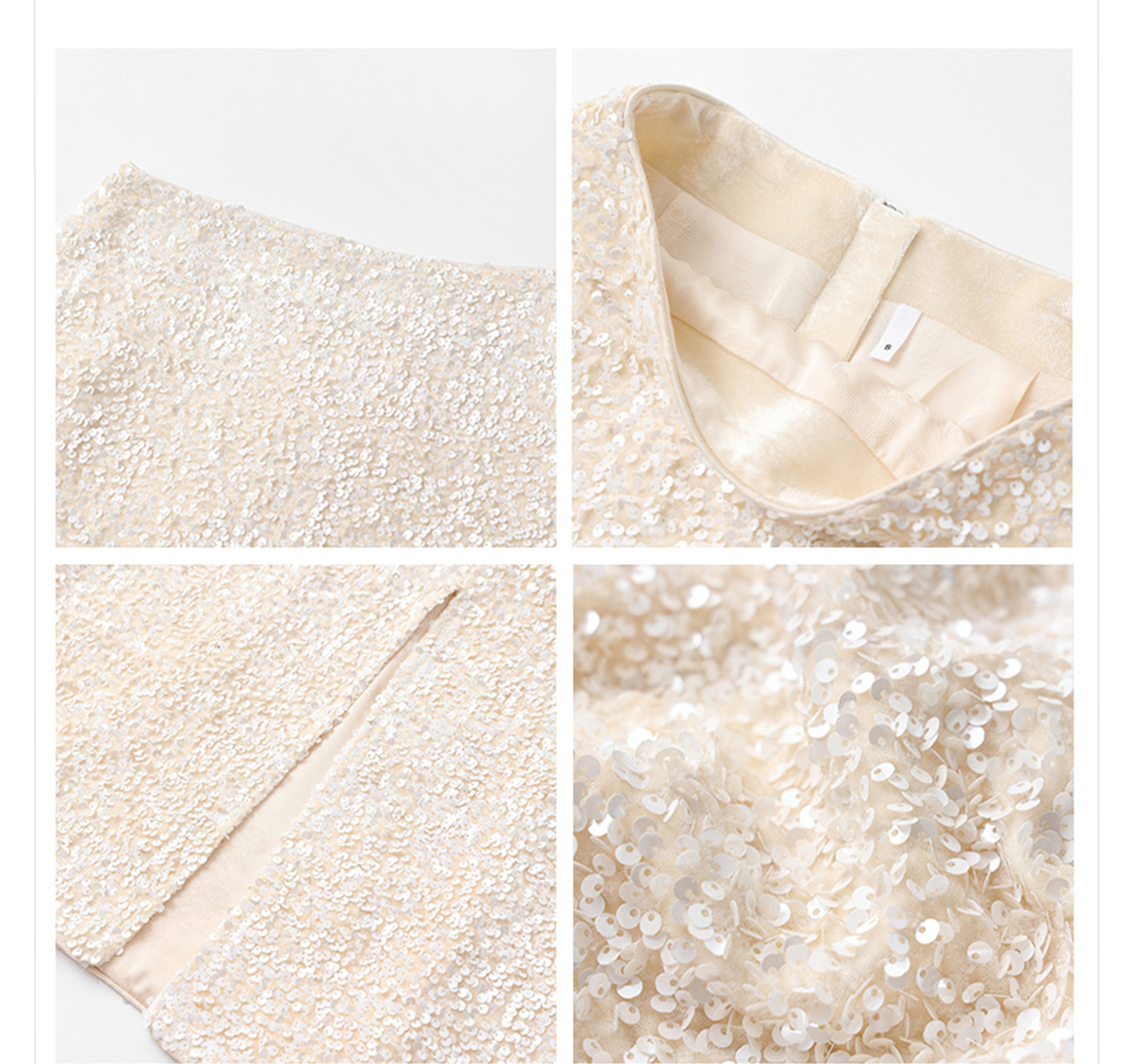 Chân váy dài lưng cao dáng chữ A phối sequin lấp lánh — Màu mơ