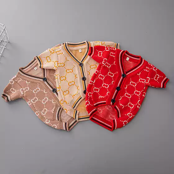 Cardigan Pet Sweater Corky Teddy Fashion Brand Dog Clothes Autumn and Winter Fashion Thickened High Elastic Dog Clothing