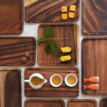 Shaped Japanese-style Whole Wooden Dishpan Walnut Sushi Plate Round Tea Plate Fruit Plate Rectangular Tray