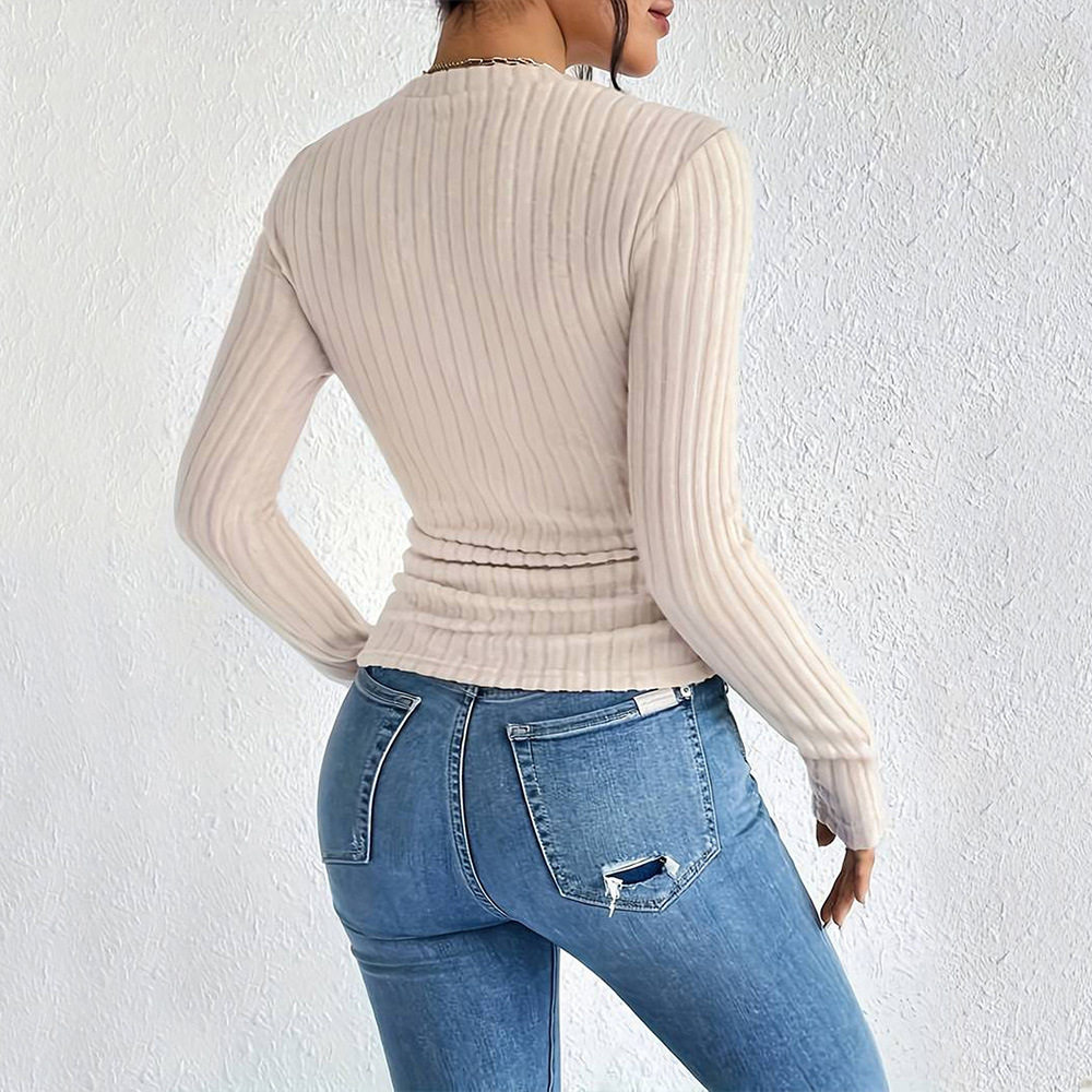 Basic Round Neck Long Sleeve T Shirt Minimalist Style Versatile for Spring Summer Perfect for Commuting Wholesale