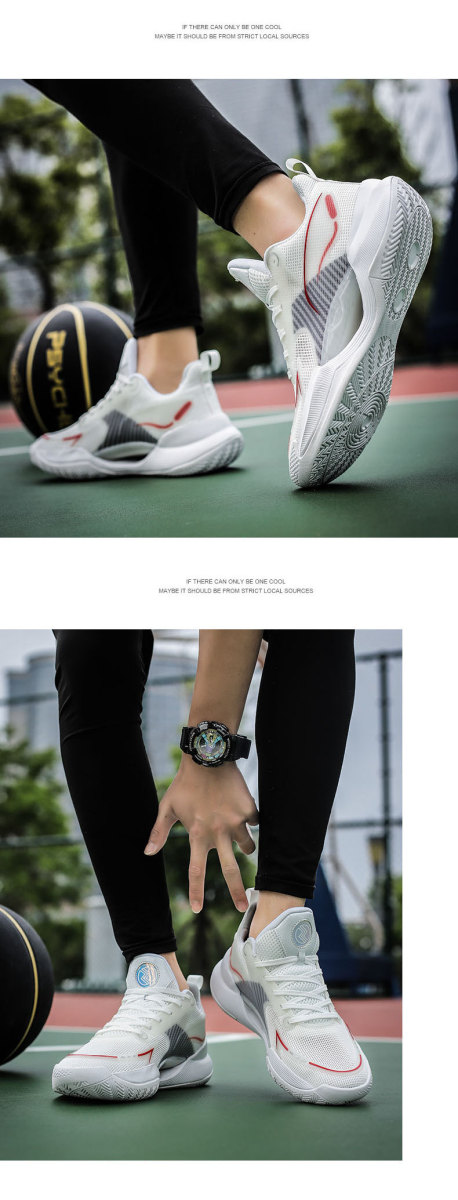 Giày bóng rổ cổ cao lưới thoáng khí, giày thể thao chạy bộ unisex — Xanh băng 8262, Bắc Lan 8262, Trắng Đỏ 8262