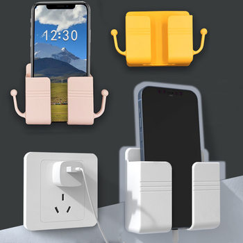 Place the Mobile Phone Charging Base Bracket Wall-Mounted Adhesive Remote Control Rack Storage Box Punch-Free Wall Storage Rack