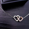 Color separation rose gold double heart titanium steel necklace women's heart buckle stainless steel pendant love diamond jewelry