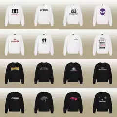 Cross-Border Paris High-End Version B Brand 25S Autumn and Winter New Heavyweight Pure Cotton Printed Crew Neck Sweatshirt Casual Versatile for Men and Women