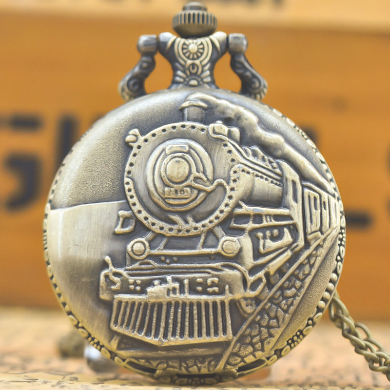 Supply of Retro Locomotive Men's and Women's Personalized Fashion Pocket Watch Wholesale Trendyy Large Watch Nostalgic Large Dial