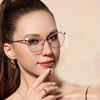 Cross-Border Retro Butterfly Frame Color-Changing Flat Glasses Anti-Blue Light Glasses Frame Personalized Metal Cat Glasses Frame for Women Simple