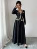 Cross-Border Export Women's Elegant V Neck Embroidered Waist Slimming Look Two-Piece Skirt Suit
