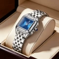 8633 silver shell blue surface steel belt (solid stainless steel watch strap)