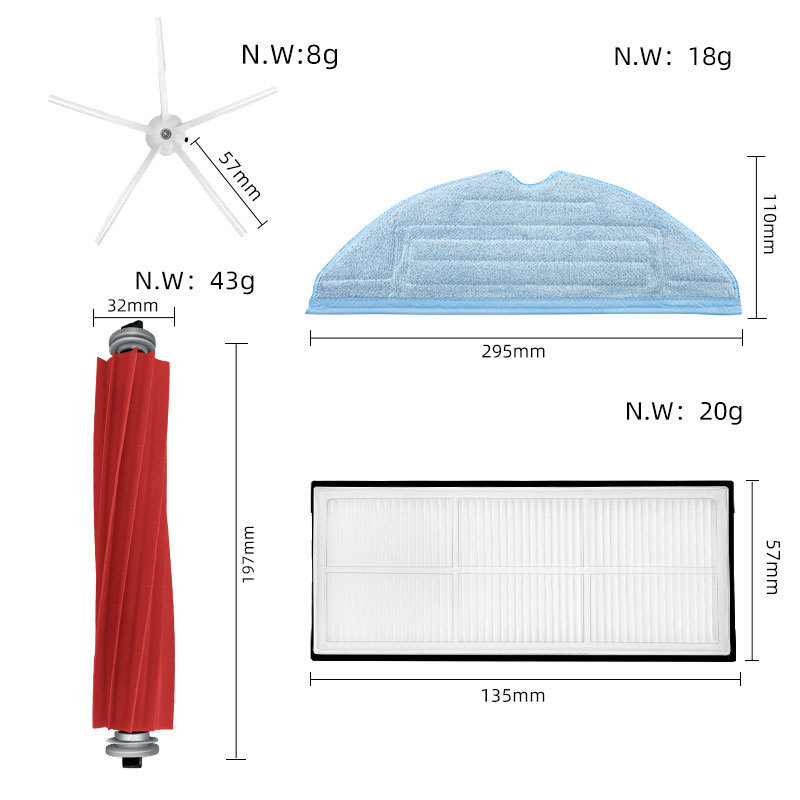 Compatible with Stone S7 Robot Vacuum Cleaner T7S/G10 Main Roller Brush, Filter, Mop, Holder Accessories, Dust Bag, Water Tank