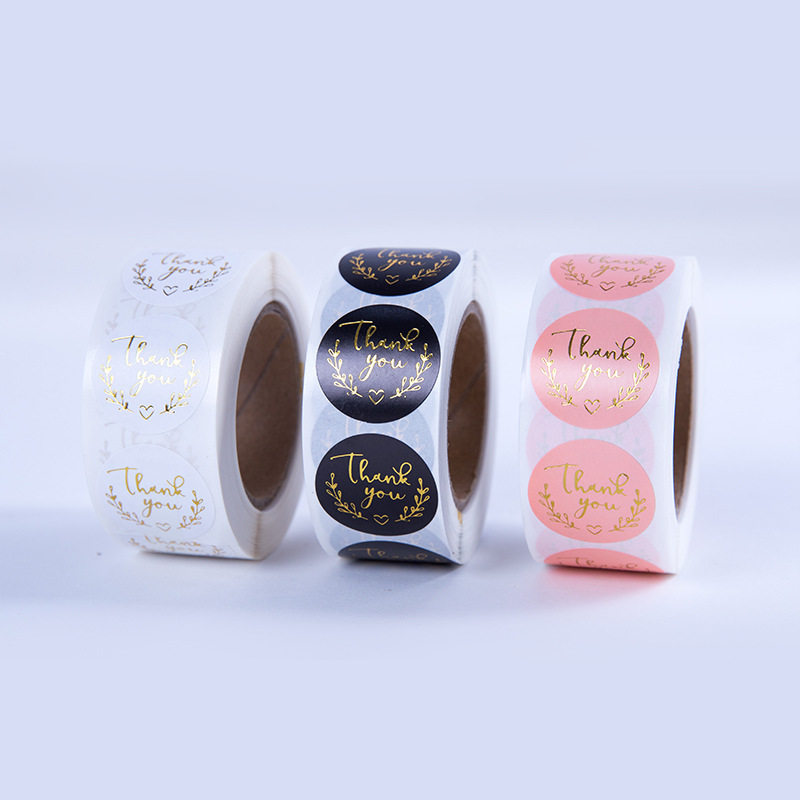 Thank You Gold Foil Stickers Christmas Labels Adhesive Stickers Thankyou Round Labels Universal English Stickers