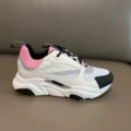 White + pink + black genuine leather stitching