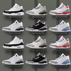 Cross-Border Foreign Trade Dropshipping of Original Aj3 Hiroshi Fujiwara White Cement North Carolina Blue Jordan 34 Casual Sports Men's and Women's Basketball Shoes