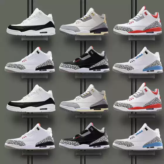 Cross-Border Foreign Trade Dropshipping of Original Aj3 Hiroshi Fujiwara White Cement North Carolina Blue Jordan 34 Casual Sports Men's and Women's Basketball Shoes
