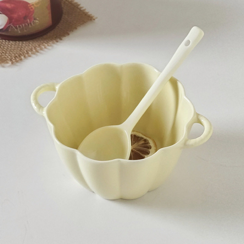 カスタード-双耳ボウル 6inch個 [ボウル2個、スプーン2個]