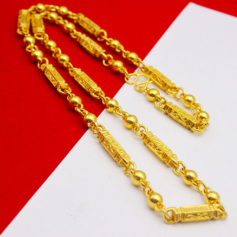 Оптовая продажа позолоченных 18-каратным золотом мужских цепочек, модные и эффектные, поставка для прямых трансляций, имитация золотых цепочек, рынок мужских цепочек на шею.
