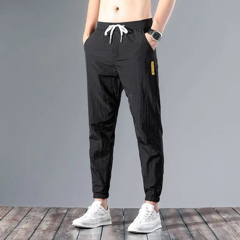 Men's Summer Ice Silk Breathable Pants Work Work Wide Pine Nuton Men's Work Ultra-thin Wear-resistant Dirty Work Clothes