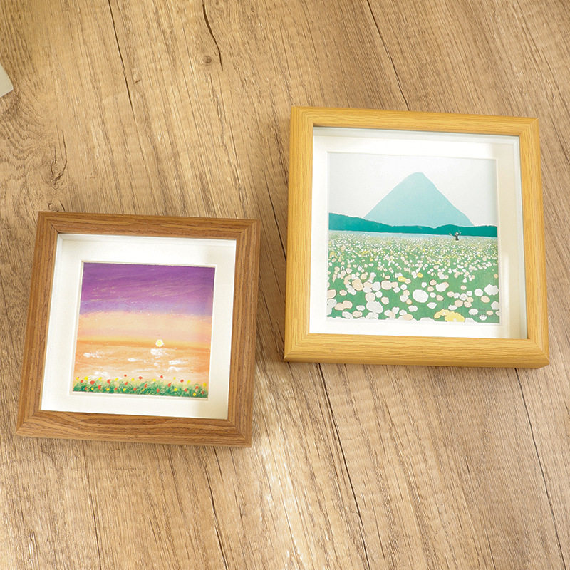 Cross-Border Handmade Hand-Painted Oil Pastel Framed Picture Frame Square Four-Square Grids Photo Frame Hollow Three-Dimensional Photo Frame Table Hanging Wall