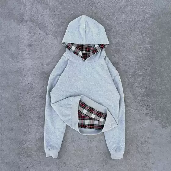 2025 European and American Cross-Border Waffle Plaid Reversible Street Hip-Hop Sweatshirt Wholesale
