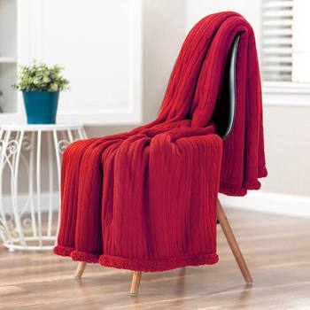 Knitted blanket wool casual lamb wool blanket New Year red nap beach blanket lamb wool blanket wholesale