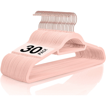 Flocked Clothes Hanger Rose Gold Hook Pink Flocked Clothes Hanger Organizer Seamless Velvet Surface Non-Slip Clothes Hanger Clothes Hanger