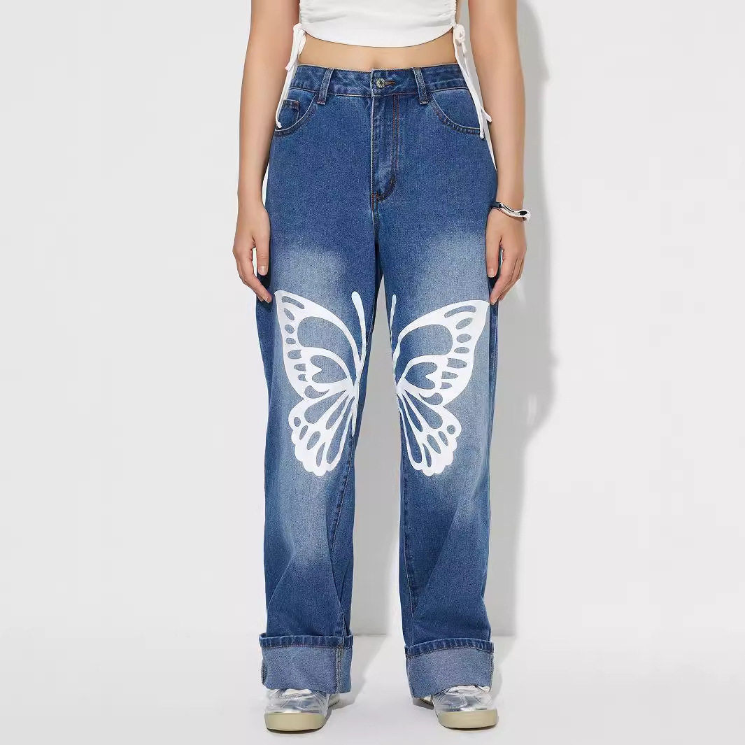 High Waisted Straight Leg Jeans Vintage Style Casual Fit Comfortable Fabric Perfect for Everyday Wear Wholesale