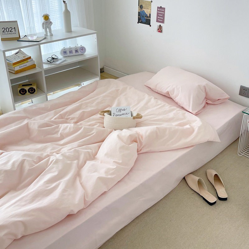 Open season solid color student dormitory three-piece cotton cotton school bedding bedroom upper and lower shop pure cotton sheets